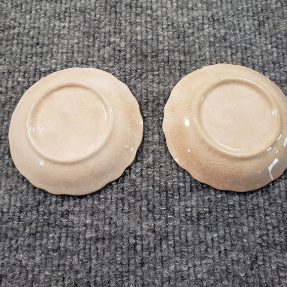 Tan/Cream Vintage Porcelain Butter Pats Some Crazing And Discoloration - Picture 4 of 4